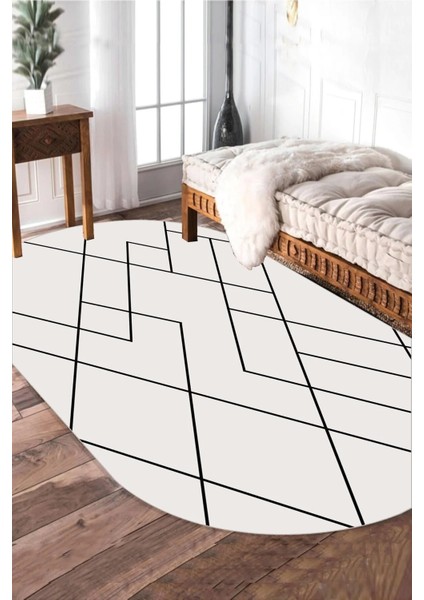 Dijital Kaymaz Yıkanabilir Modern Salon Halısı Mutfak Halısı Koridor Halısı Oval Halı Yolluk DC-4086 Oval fiyatları