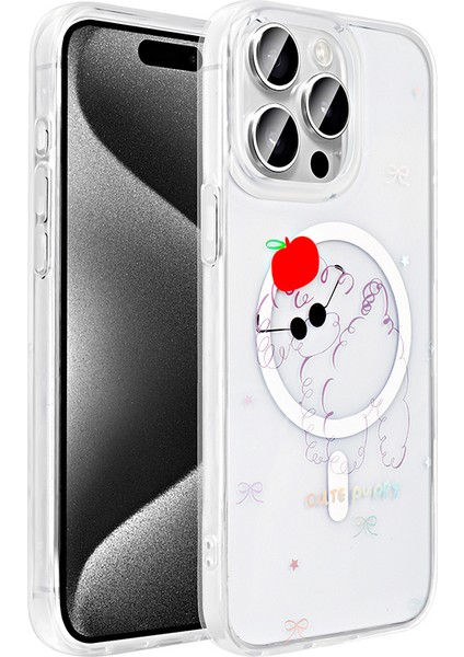 iPhone 15 Pro Max Uyumlu Kılıf Folk M-Safe Şarj Özellikli Şeffaf Desenli Sevimli Köpek modelleri