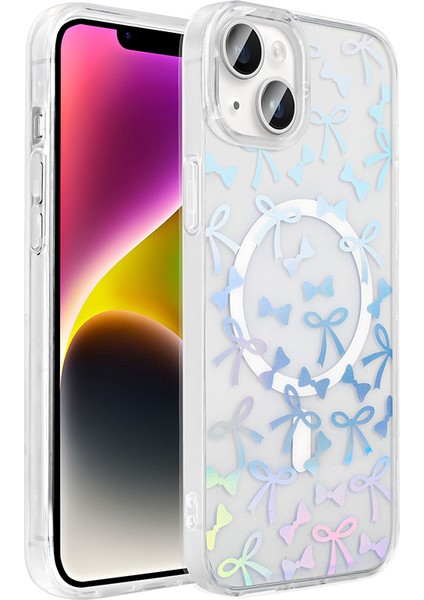 iPhone 15 Plus Uyumlu Kılıf Folk M-Safe Şarj Özellikli Şeffaf Desenli Fiyonk modelleri