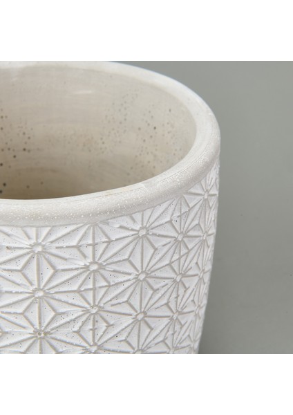 Yıldız Desenli Beton Saksı - Beyaz - 14X12,5 cm fırsatları