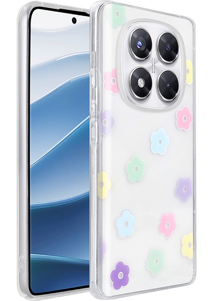 Xiaomi Redmi Note 14 Pro 4g Uyumlu Kılıf Şeffaf Folk Sert Kapak Figürlü Papatya modelleri