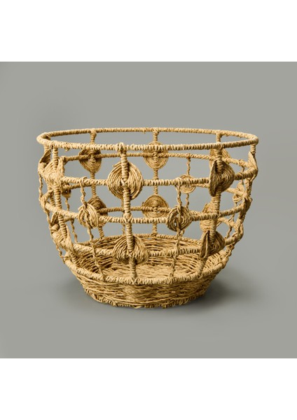 Sun Madness Örgü Dekoratif Sepet - Bej - 35X25 cm