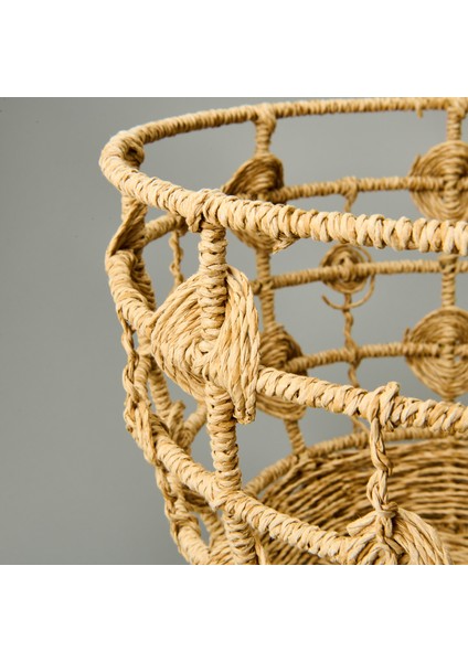 Sun Madness Örgü Dekoratif Sepet - Bej - 35X25 cm fırsatları