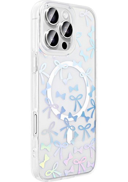 iPhone 16 Pro Uyumlu Kılıf Folk M-Safe Şarj Özellikli Şeffaf Desenli Fiyonk