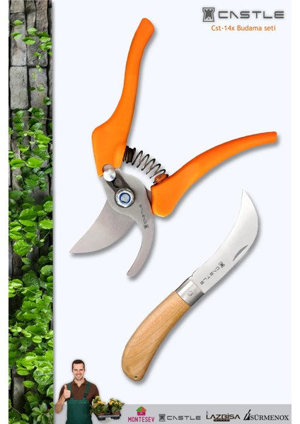 Lz-K7 Budama Makası Bağ Makası ve Aşı Çakısı Bıçağı 2'li Set