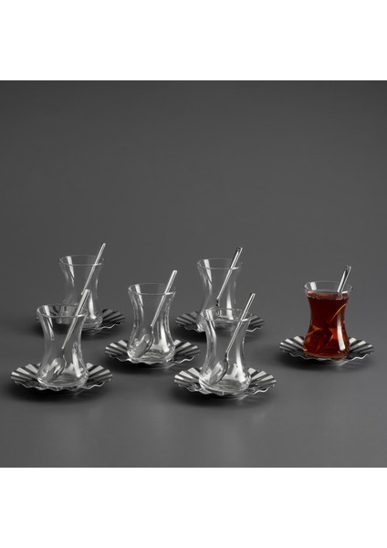 Velena 18 Parça 6 Kişilik Çelik Çay Seti