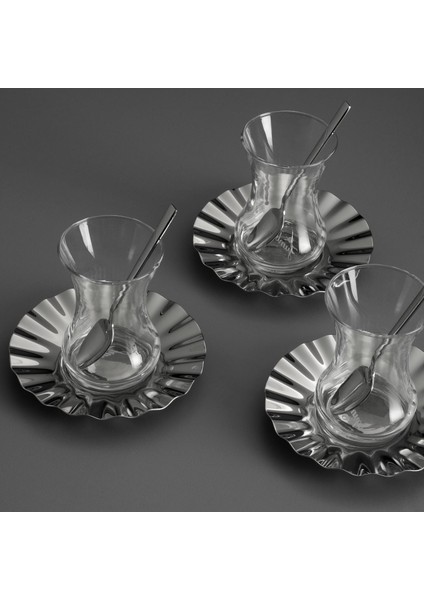 Velena 18 Parça 6 Kişilik Çelik Çay Seti fiyatları