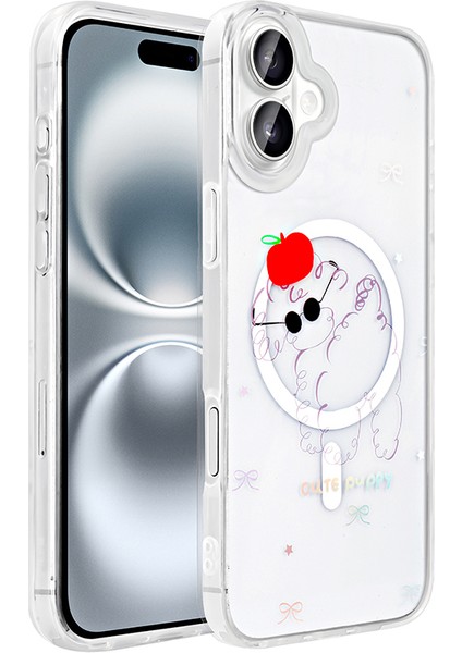 iPhone 16 Uyumlu Kılıf Folk M-Safe Şarj Özellikli Şeffaf Desenli Sevimli Köpek modelleri