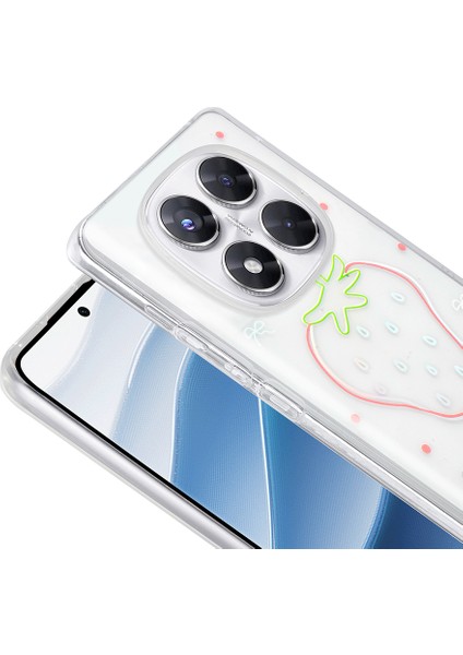 Xiaomi Redmi Note 14 Pro 4g Uyumlu Kılıf Şeffaf Folk Sert Kapak Figürlü Çilek fiyatları