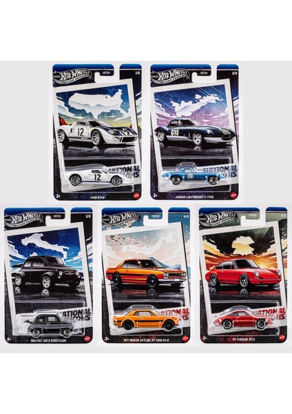 National Icons 5’li Set – Ford GT40, Jaguar E-Type, Fiat 500, Nissan Skyline Gt-R, Porsche 911R