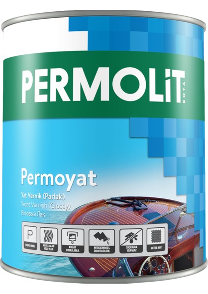 Permoyat Parlak Yat Verniği Şeffaf 0,75L - 2,5l | Tüm Ahşap Yüzeylere Uygun, Yüksek Parlaklık ve Uzun Ömürlü Koruma, Uv Korumalı, Hava Koşullarına Dayanıklı