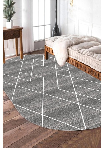 Dijital Kaymaz Yıkanabilir Modern Salon Halısı Mutfak Halısı Koridor Halısı Oval Halı Yolluk DC-4099 Oval