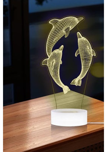 Yunus Şeklinde Gece Lambası LED Dekor Aydınlatma Gece Lambası
