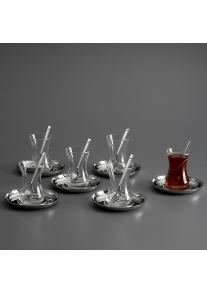 Mia 18 Parça 6 Kişilik Çelik Çay Seti