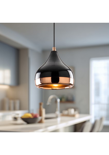 Luminoso Tekli Sarkıt Aydınlatma Metal Gövde Bakır Kaplama, Ev, Ofis, Cafe, Restoran Avizeleri, E27 Duy