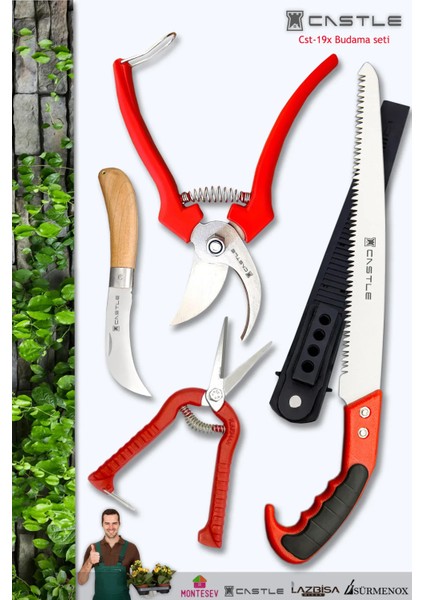 LZ-K17 Budama Makası Budama Testeresi Gül Dal Budama ve Aşı Çakısı Bıçağı 4'lü Set