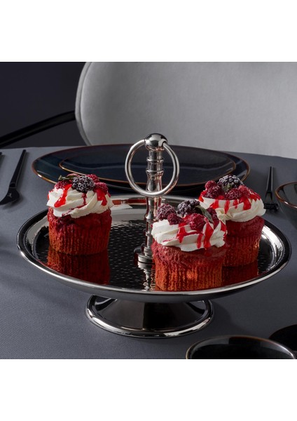 Quenny Nikel Kaplama Ayaklı Servis Tabağı 16,5x26 cm – Kek ve Pasta Sunumu için Şık ve Dayanıklı İnox Model fiyatları