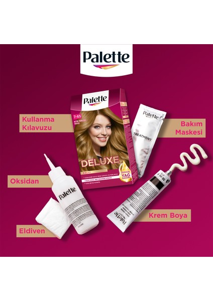 Deluxe Kalıcı Renkler 7-65 Altın Parıltılı Toffee Saç Boyası