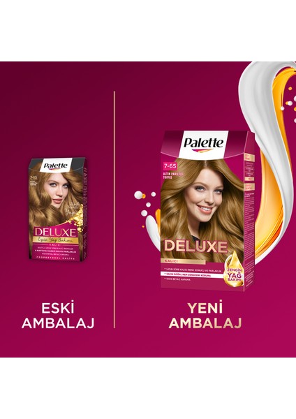 Deluxe Kalıcı Renkler 7-65 Altın Parıltılı Toffee Saç Boyası fırsatları