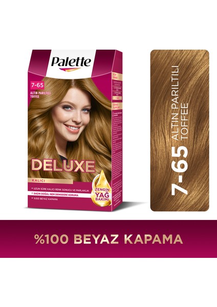 Deluxe Kalıcı Renkler 7-65 Altın Parıltılı Toffee Saç Boyası