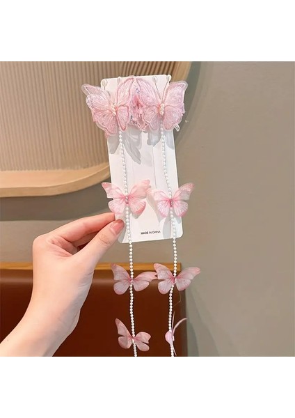 Üzeri Zirkon Taş Süslemeli Inci Sallantılı Nakış Işlemeli Kelebek Model 2 Li Pens Çocuk Toka fiyatları