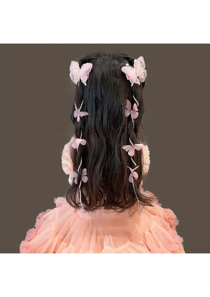 Üzeri Zirkon Taş Süslemeli Inci Sallantılı Nakış Işlemeli Kelebek Model 2 Li Pens Çocuk Toka modelleri