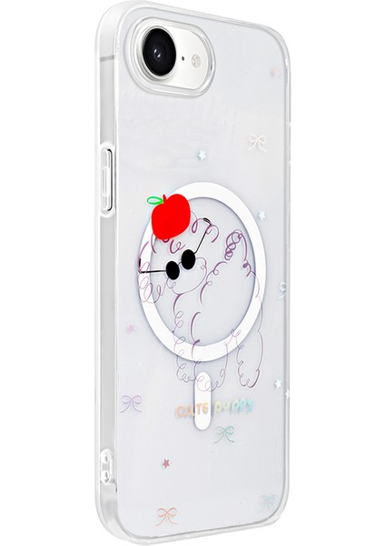 iPhone 16E Uyumlu Kılıf Folk M-Safe Şarj Özellikli Şeffaf Desenli Sevimli Köpek