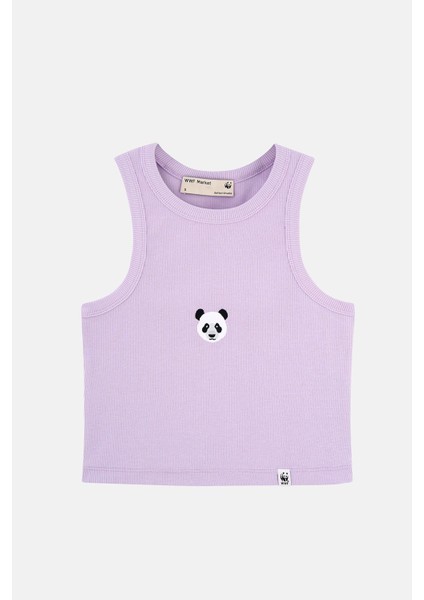 Panda Ribana Halter Yaka Crop Atlet - Lila