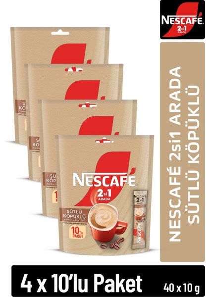 2si1 Arada Sütlü Köpüklü Çözünebilir Kahve 10G 10'lu Paket 10X4