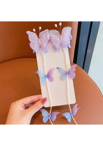 Üzeri Zirkon Taş Süslemeli Inci Sallantılı Nakış Işlemeli Kelebek Model 2 Li Pens Çocuk Toka modelleri