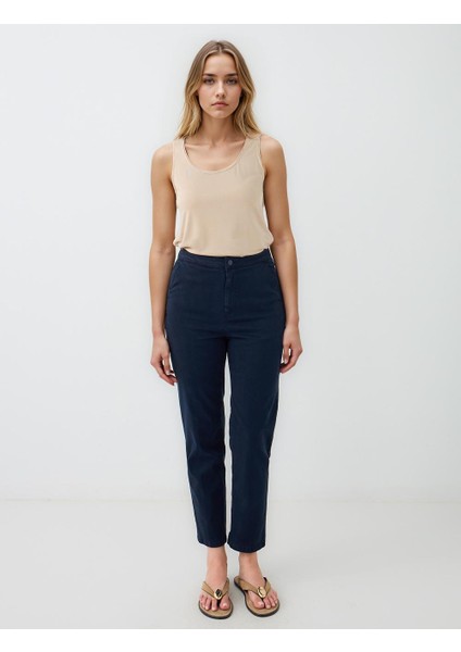 Lacivert Normal Bel Normal Paça Gabardin Pantolon