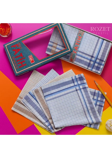 Kutulu Kumaş Mendil 40X40 cm Düzine 12 Adet modelleri