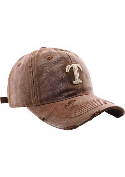 Şapka Kadın Yıkanmış Retro Harf Delikli Şapka Açık Seyahat Sokak Güneş Koruma Beyzbol Şapkası (Yurt Dışından)