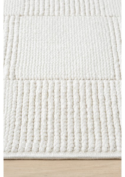 Posıtano Krem Renk Kareli Model Yumuşak Bukleli ve Püsküllü Dekoratif Makine Dokuma Halı Oturma Odası Salon Mutfak Antre indirimleri