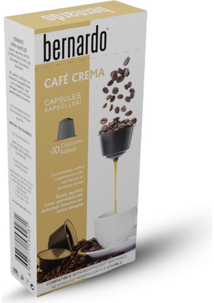 Café Crema 10'lu Kapsül Kahve – Nespresso® Uyumlu Kremalı ve Yumuşak Kahve