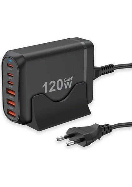 120W Gan³ Çoklu USB Hızlı Şarj Adaptörü | 6 Port Pd & Qc 3.0 Destekli Masaüstü Şarj Cihazı fiyatları