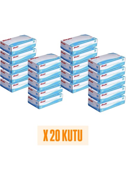20 Kutu Pudrasız Mavi Nitril Muayene Eldiveni- Medium Beden - 1 Koli fiyatları