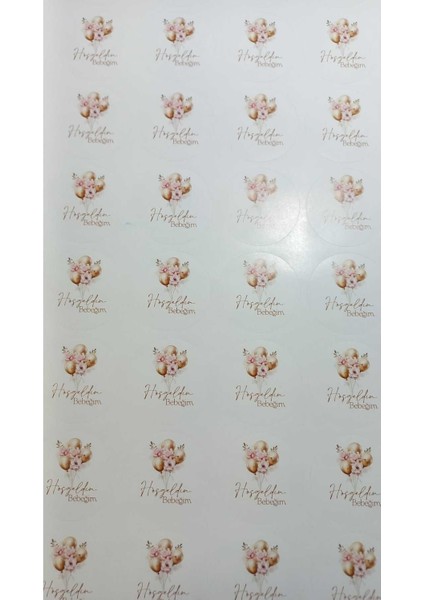 Pembe Hoşgeldin Bebeğim Sticker 4cm-70 Adet fiyatları
