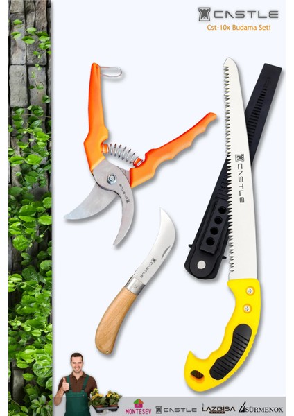 Lz-K5 Budama Makası Budama Testeresi ve Aşı Çakısı Bıçağı 3'lü Set