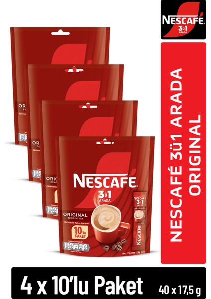 3ü1 Arada Çözünebilir Kahve 17, 5g 10'lu Paket 10X4