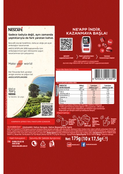 3ü1 Arada Çözünebilir Kahve 17, 5g 10'lu Paket 10X4 modelleri