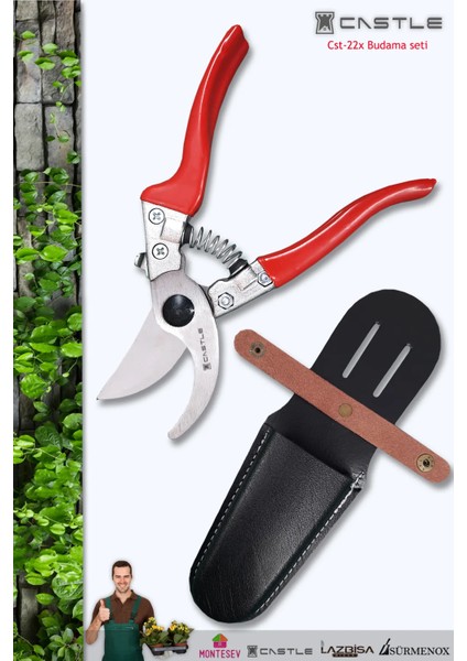 Lz-K8 Budama Makası Bağ Makası ve Deri Kılıfı 2 Li Set