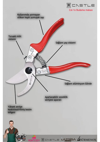 Lz-K8 Budama Makası Bağ Makası ve Deri Kılıfı 2 Li Set fiyatları