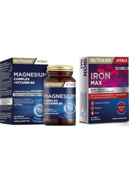 Magnesium Complex Vitamin B6 60 Tablet-Iron Max 17 Mg 30 Tablet