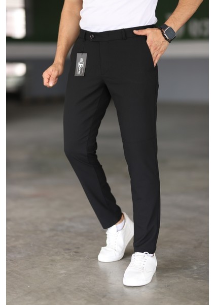 Erkek Siyah Renk Italyan Kesim Slimfit Kumaş Pantolon indirimleri