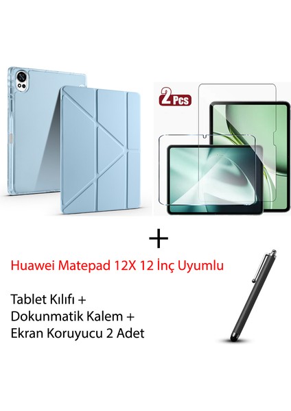 Yesnıce Huawei Matepad 12X 12" Uyumlu Standlı Kılıf ve Dokunmatik Kalem ve Klavye ve Mouse