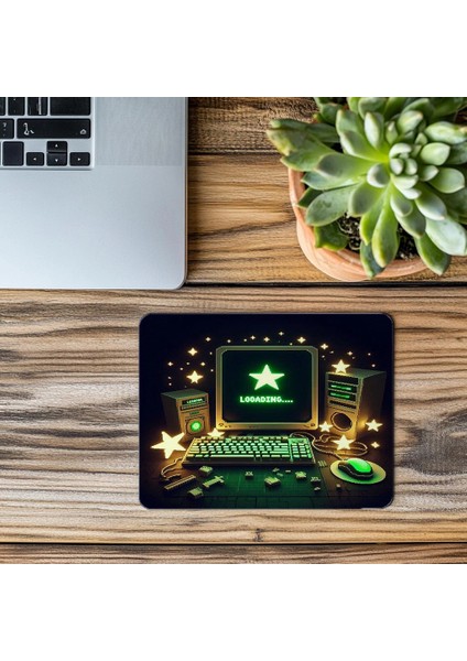 Loading Yazılı Yeşil Ekranlı Retro Mouse Pad - 19X23 cm 2 mm Dikdörtgen Ithal Baskılı Mouse Pad modelleri