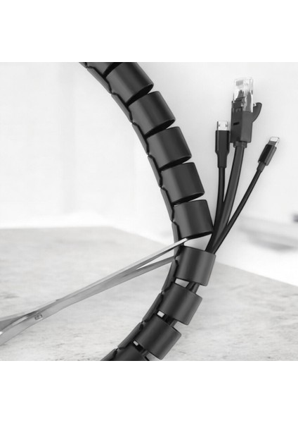 25MM 1,5 Metre Yarıklı Spiral Kablo Kanalı Hortum – Kablo Gizleme ve Izolasyon Borusu, Esnek Gri modelleri