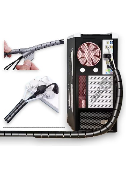 25MM 1,5 Metre Yarıklı Spiral Kablo Kanalı Hortum – Kablo Gizleme ve Izolasyon Borusu, Esnek Gri fırsatları