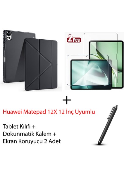 Yesnıce Huawei Matepad 12X 12" Uyumlu Standlı Kılıf ve Dokunmatik Kalem ve Klavye ve Mouse
